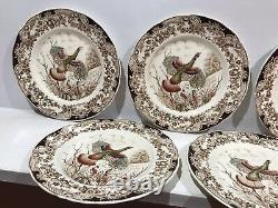 Johnson Brothers Windsor Ware (8) Dinner Plates Wild Turkey IMMACULATE