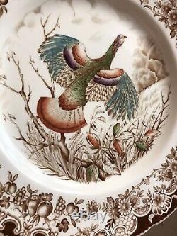 Johnson Brothers Windsor Ware Wild Turkeys 11+1 Dinner Plates 9 Cups 9 Saucers