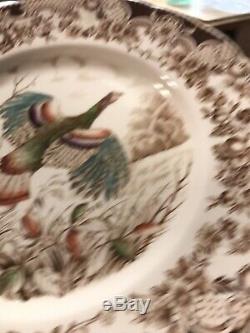 Johnson Brothers Windsor Ware Wild Turkeys 11+1 Dinner Plates 9 Cups 9 Saucers