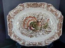 Johnson Brothers Windsor Ware Wild Turkeys 17 1/4 Oval Serving Platter EUC