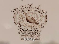 Johnson Brothers Windsor Ware Wild Turkeys 17 1/4 Oval Serving Platter EUC