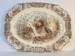 Johnson Brothers Woodland Wild Turkeys Native American Windsor Ware Platter 20'