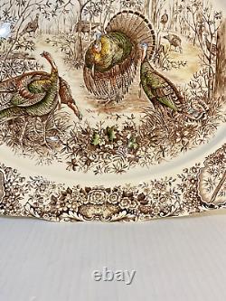 Johnson Brothers Woodland Wild Turkeys Native American Windsor Ware Platter 20'