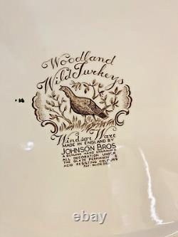 Johnson Brothers Woodland Wild Turkeys Native American Windsor Ware Platter 20'