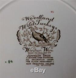 Johnson Brothers Woodland Wild Turkeys Windsor Ware Dinner Plate 10 3/4 2 Hens