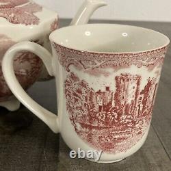 Johnson bros Old Britain Castles Teapot Creamer 4 Cups Set Near Mint! Rare Find