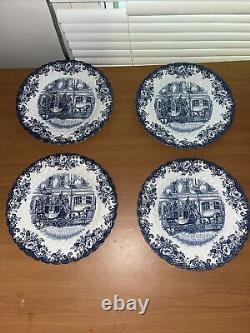 Johnson bros blue coaching scenes plates set of 4