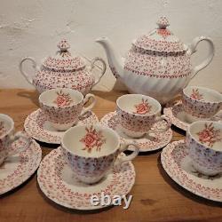 Johnson brothers 6 demitasse cups teapot sugar pot