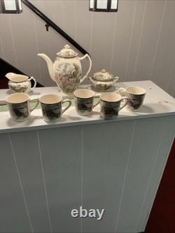Johnson brothers friendly village Coffee Pot, Sugar Bowl, Creamer And 5 Mugs