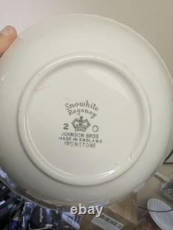 KE Set of 50 Pieces Vintage Johnson Brothers Snowhite Regency White Dishes