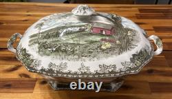 LARGE Johnson Brothers THE FRIENDLY VILLAGE Tureen with Lid 13.25- England, EUC