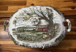 LARGE Johnson Brothers THE FRIENDLY VILLAGE Tureen with Lid 13.25- England, EUC
