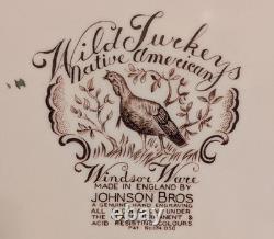 Large 20 Wild Turkeys Native American Windsor Ware Johnson Bros Oval PLATTER