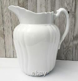 Large Antique White Ironstone Pitcher 11 1/2 by Johnson Brothers England