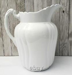 Large Antique White Ironstone Pitcher 11 1/2 by Johnson Brothers England