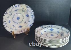 Large Rim Soup Bowl Blue Denmark Johnson Brothers Bros 9 Excellent (Set of 8)