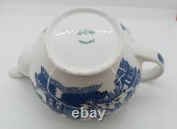 Large Vintage Johnson Bros. Blue Willow Teapot & Lid, England, VGC, No Chips/Cracks