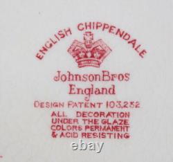 Lot 11 Johnson Brothers English Chippendale 7 Dessert Plates, 4 Bread Butter Vtg