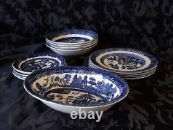 Lot 13 Johnson Brothers BLUE WILLOW England Salad Plates Cereal serving Bowls