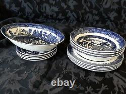 Lot 13 Johnson Brothers BLUE WILLOW England Salad Plates Cereal serving Bowls