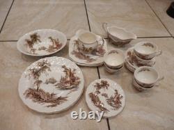 Lot 27 Pieces Johnson Brothers Brown The Old Mill set
