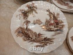 Lot 27 Pieces Johnson Brothers Brown The Old Mill set