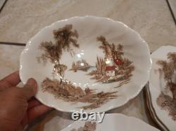 Lot 27 Pieces Johnson Brothers Brown The Old Mill set