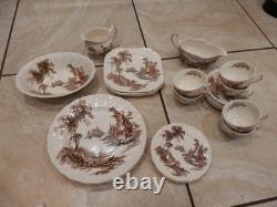 Lot 27 Pieces Johnson Brothers Brown The Old Mill set