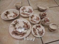 Lot 27 Pieces Johnson Brothers Brown The Old Mill set