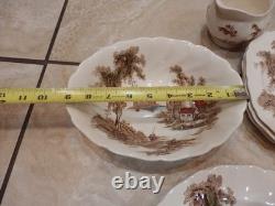 Lot 27 Pieces Johnson Brothers Brown The Old Mill set