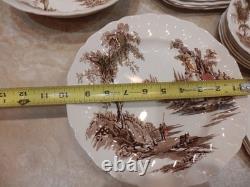 Lot 27 Pieces Johnson Brothers Brown The Old Mill set