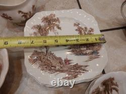 Lot 27 Pieces Johnson Brothers Brown The Old Mill set