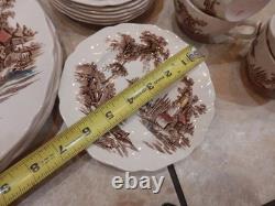 Lot 27 Pieces Johnson Brothers Brown The Old Mill set