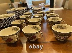 Lot 60 Pieces of Johnson Brothers Friendly Village Dinnerware Set China