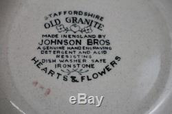 Lot of 10 Johnson Brothers Hanley Hearts Flowers Smooth Old Granite 6 1/2 Bowls
