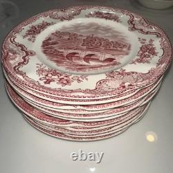Lot of 11 Johnson Brothers Old Britain Castles Pink (Crown Mark) Bread Plates