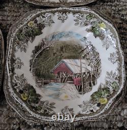 Lot of 18 JOHNSON BROTHERS England Friendly Village Covered Bridge Plate & Bowl