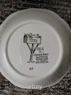 Lot of 18 JOHNSON BROTHERS England Friendly Village Covered Bridge Plate & Bowl