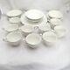 Lot Of 32 Johnson Brothers Ironstone White Swirl Cup Saucer Dinner Plate Bowl