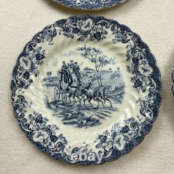 Lot of 6 Johnson Brothers England Coaching Scenes 6.25 Salad Plates Blue White