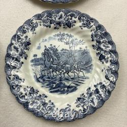 Lot of 6 Johnson Brothers England Coaching Scenes 6.25 Salad Plates Blue White