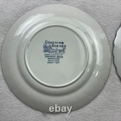 Lot of 6 Johnson Brothers England Coaching Scenes 6.25 Salad Plates Blue White