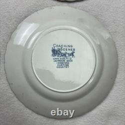 Lot of 6 Johnson Brothers England Coaching Scenes 6.25 Salad Plates Blue White