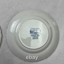 Lot of 6 Johnson Brothers England Coaching Scenes 6.25 Salad Plates Blue White