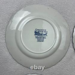 Lot of 6 Johnson Brothers England Coaching Scenes 6.25 Salad Plates Blue White
