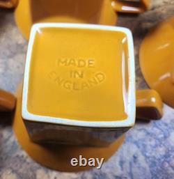 MCM Johnson Bros Ironstone ORANGE 4 cups/4 saucers 1 Creamer 1 Gravy 1 extra cup