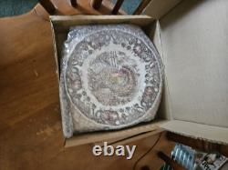 MINT Heritage Johnson Brothers 4 Cups, 12 Saucers, 2 Turkey Platters Colonial