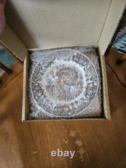 MINT Heritage Johnson Brothers 4 Cups, 12 Saucers, 2 Turkey Platters Colonial