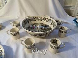 Merry Christmas Johnson Brothers 12 Punch / Salad Bowl with 8 Mugs