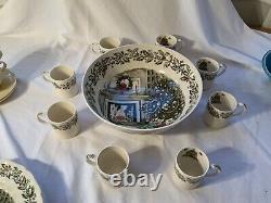 Merry Christmas Johnson Brothers 12 Punch / Salad Bowl with 8 Mugs